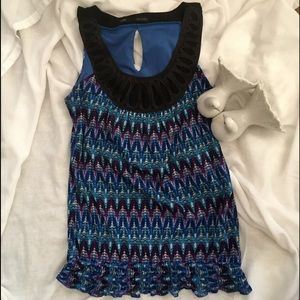 Maurice’s Keyhole-Back, Appliqué Neckline Tank Top